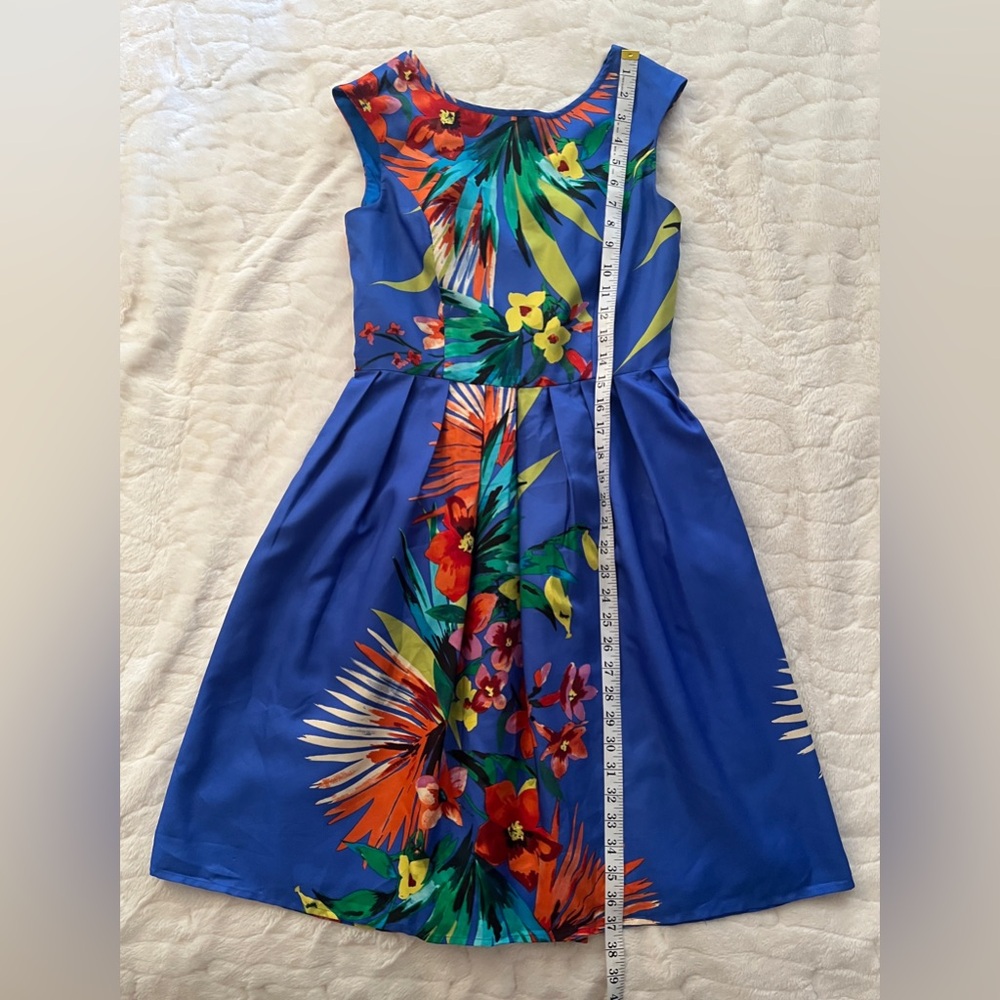 ELLEN TRACY Blue Green
Orange Floral Leaves dress size S - Picture 4 of 12